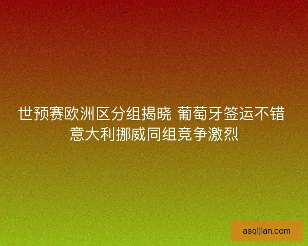 世预赛欧洲区分组揭晓 葡萄牙签运不错 意大利挪威同组竞争激烈