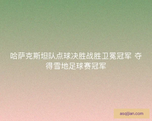 哈萨克斯坦队点球决胜战胜卫冕冠军 夺得雪地足球赛冠军